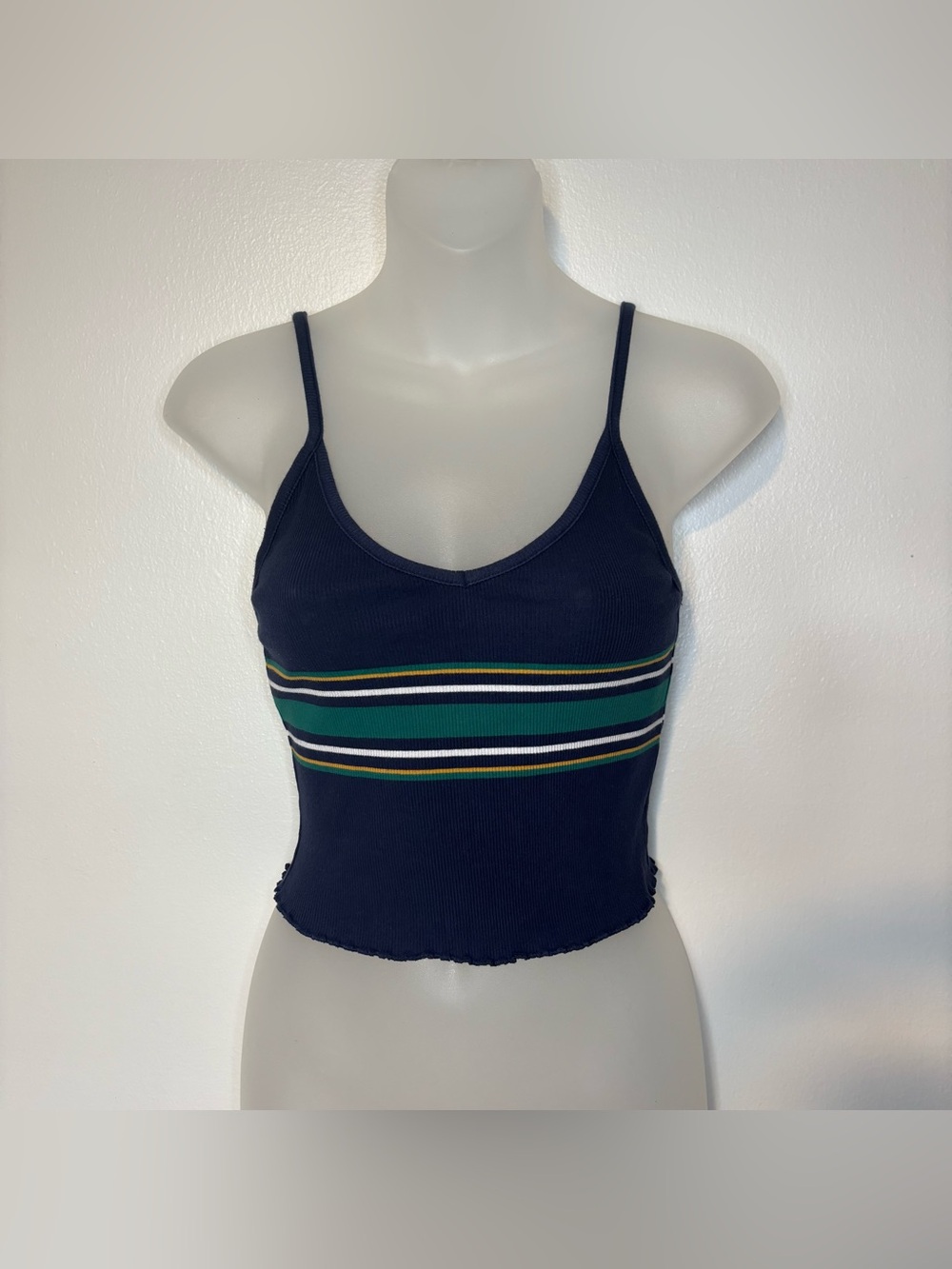PacSun PS Basics Y2K Striped Ribbed Cropped Cami Tank Top S